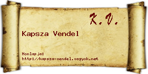 Kapsza Vendel névjegykártya